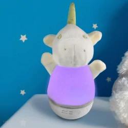 Oswietlenie-do-pokoju-dzieciecego - biała lampka nocna dziecięca w postaci jednorożca ze światłem rgb 326737 polux-goldlux 
