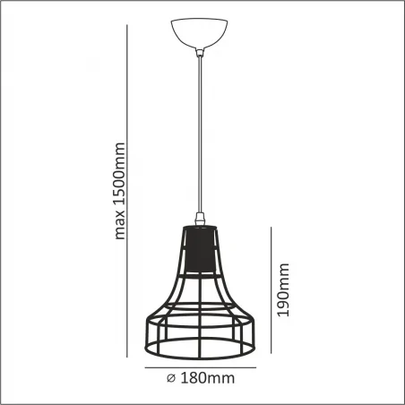 Oswietlenie-sufitowe - lampa druciana wisząca loftowa czarna industrial arhus il mio 308658 polux 