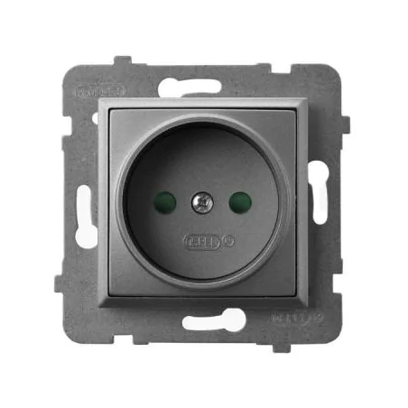 Gniazda-pojedyncze-podtynkowe - kontakt elektryczny pojedynczy z przesłonami torów szary mat gp-1up/m/70 aria ospel 