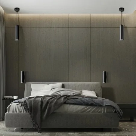 Lampy-sufitowe - lampa wisząca sufitowa tuba w kolorze czarnym na żarówkę gu10 paris 325617 polux-goldlux 