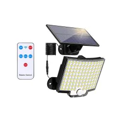 Kinkiety-solarne - naświetlacz solarny led z czujnikiem ruchu i zmierzchu 10w sterowany pilotem zimne światło 3651 lvt 