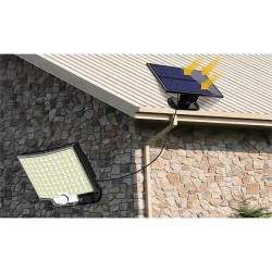 Kinkiety-solarne - naświetlacz solarny led z czujnikiem ruchu i zmierzchu 10w sterowany pilotem zimne światło 3651 lvt 