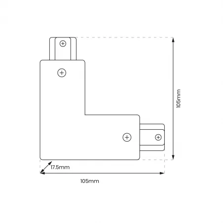 Oswietlenie-szynowe - czarny łącznik l do szyny 1-obwodowy z zasilaniem centralnym ml0716 track eko-light 