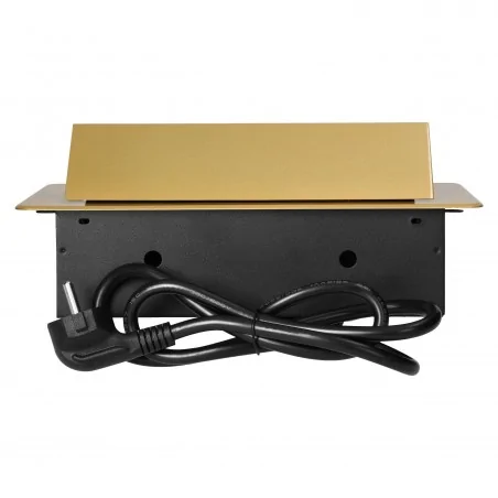 Gniazda-meblowe - gniazdo meblowe wpuszczane w blat 3x2p+z z płaskim frezowanym rantem z przewodem or-gm-9033/c orno 