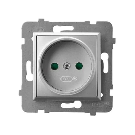 Gniazda-pojedyncze-podtynkowe - gniazdo pojedyncze z przesłonami torów prądowych srebrne gp-1up/m/18 aria ospel 