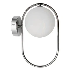 Kinkiety - kinkiet ścienny chromowy z mlecznym kulistym kloszem cordel 21-32089 candellux 