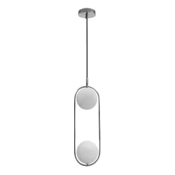 Lampy-sufitowe - lampa sufitowa zwis w chromowanej obudowie dwie mleczne szklane kule cordel 32-32072 candellux 