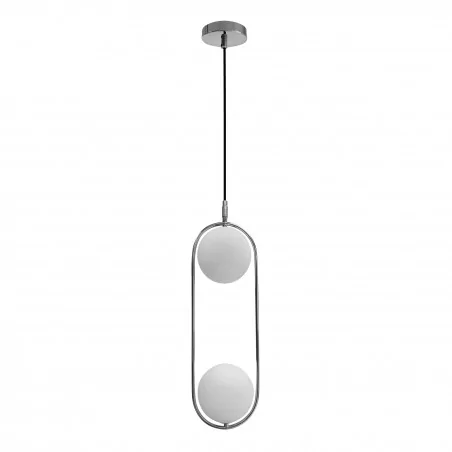 Lampy-sufitowe - lampa sufitowa zwis w chromowanej obudowie dwie mleczne szklane kule cordel 32-32072 candellux 