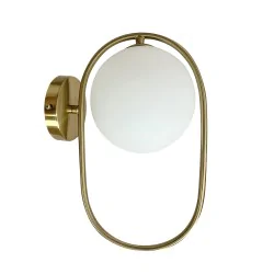 Kinkiety-do-salonu - kinkiet ścienny mleczna kula w złotej oprawie cordel 21-26224 candellux 