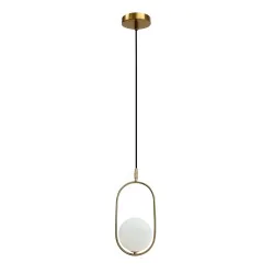 Lampy-sufitowe - lampa sufitowa wisząca żyrandol biała kula złoto szczotkowane cordel 31-26255 candellux 