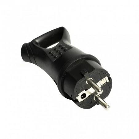 Rozgalezniki - e602225 wtyczka gumowa z uchwytem czarna hermetyczna 16a ip44 elektro 