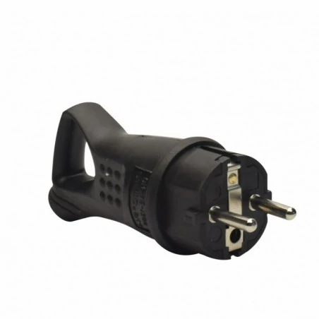 Rozgalezniki - e602225 wtyczka gumowa z uchwytem czarna hermetyczna 16a ip44 elektro 