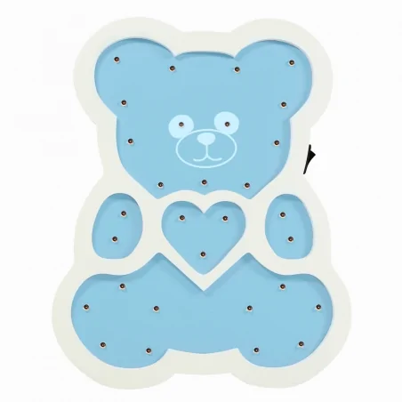 Oswietlenie-do-pokoju-dzieciecego - lampa drewniana led niebieski miś polux 