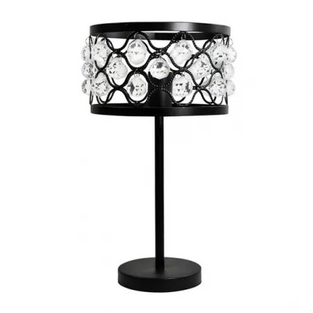 Lampki-nocne - lampa na stolik nocny z kryształkami czarna 20w e27 il mio vejle polux 