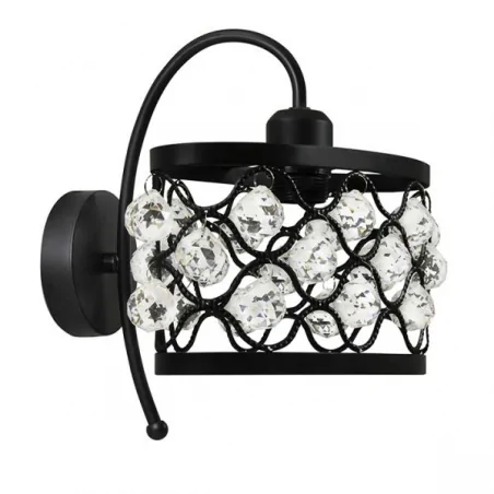 Kinkiety-do-salonu - kinkiet z kryształami w owalnym kształcie czarna 20w e27 il mio vejle polux 