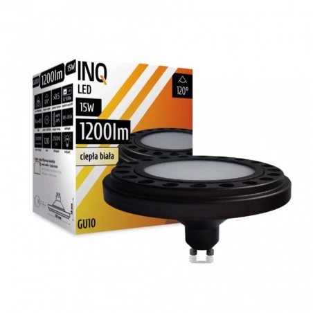 Gwint-trzonek-gu10 - ar260ww żarówka led ar111 gu10 15w 3000k 230v 120^ 1200lm czarny inq 