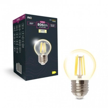 Gwint-trzonek-e27 - edp120ww żarówka filament led kulka e27 5,5w 806lm 3000k g45 inq 