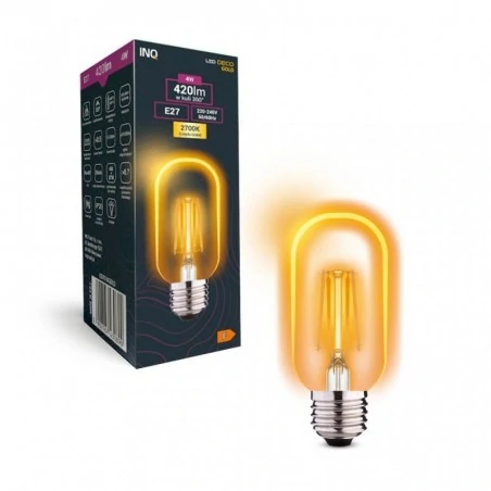 Gwint-trzonek-e27 - edt010gold ciepła żarówka filament led gold t40 tubka e27  4w 420lm 2700k inq 