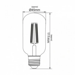 Gwint-trzonek-e27 - edt010ww ozdobna żarówka filament led  t40 tubka e27 4w 450lm 3000k inq 
