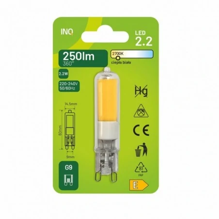 Gwint-trzonek-g9 - eltg080ww żarówka led g9 2,2w 250lm 2700k ze szkła inq 