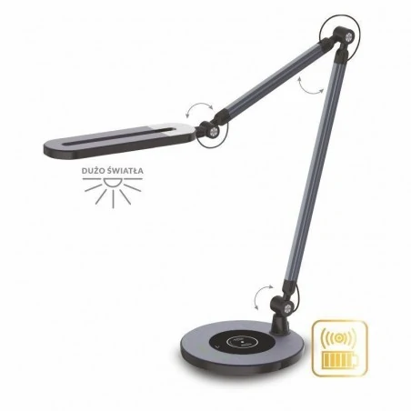 Lampki-biurkowe - bl003e lampka czarna kreślarska led 10w z ładowarką regulowana barwa rosa wireless nilsen 