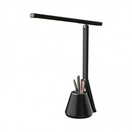 Lampki-biurkowe - bl010 lampka led 8w z przybornikiem czarna regulowana barwa led cube nilsen 