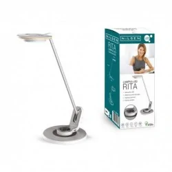 Lampki-biurkowe - bl015 srebrna lampka kreślarska led 8w regulowana barwa + usb rita nilsen 
