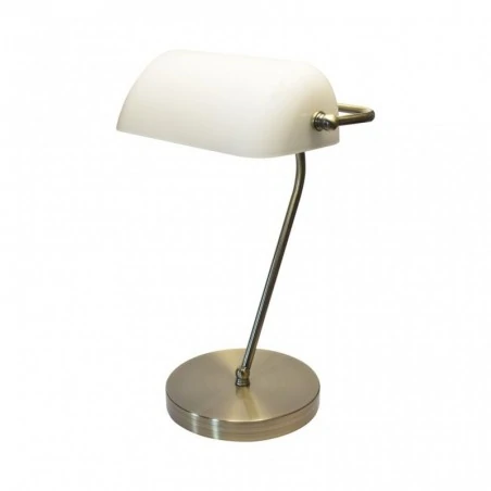 Lampki-biurkowe - ma002 lampka gabinetowa biała - mosiądz e27 banker nilsen 