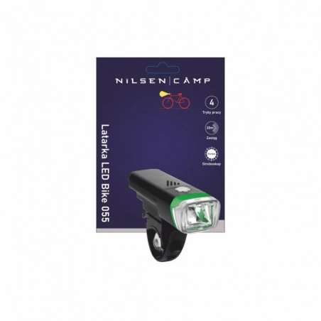 Latarki-led - nc0055 rowerowa latarka led bike 055 green 1w 80lm nilsen camp 