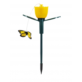 Lampy-solarne - lampka solarna ogrodowa led żółty tulipanek z latającym motylkiem sg3a3t polux