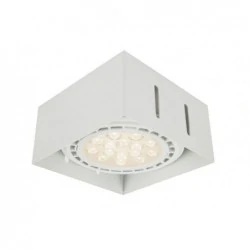 Oprawy-sufitowe - kwadratowa lampka sufitowa biała bezramkowa ar111 gu10 qbox1 wh ozzo 