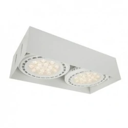 Oprawy-sufitowe - kwadratowa lampa sufitowa podtynkowa ar111 gu10 bezramkowa biała qbox2 wh ozzo 