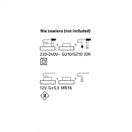 Oprawy-sufitowe - kwadratowa oprawa podtynkowa czarna 1xgu10 rene1 222b/b ozzo 