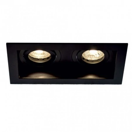 Oprawy-swietlowkowe - podwójna lampa sufitowa podtynkowa czarna 2xgu10 rene2 222-b/b ozzo 