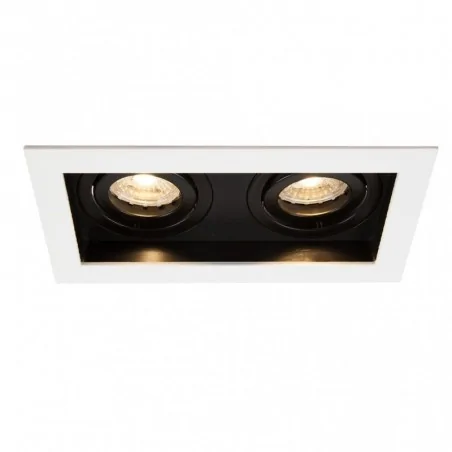 Oprawy-sufitowe - podwójna lampa podtynkowa biało-czarna 2xgu10 rene2 222-w/b-p ozzo 