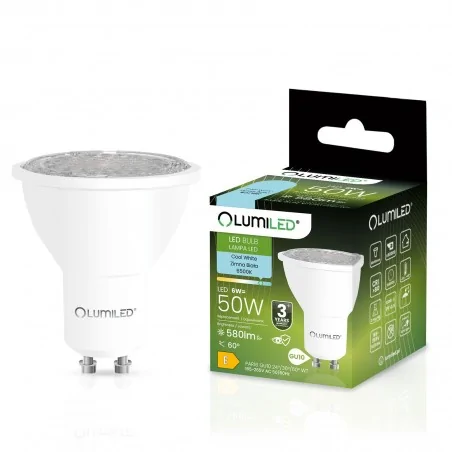Gwint-trzonek-gu10 - żarówka led gu10 6w 50w 580lm 6500k regulowana 24° 36° 60° lumledf2024 lumiled 