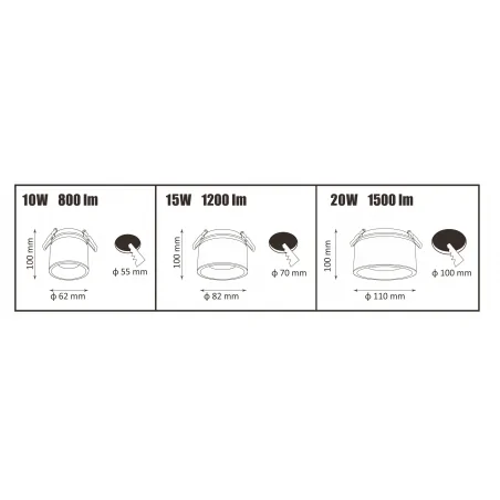 Oprawy-sufitowe - oczko przegubowe podtynkowe czarne haron 10w 800lm 309433 polux 