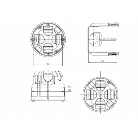 Puszki-podtynkowe - pk60 puszka instalacyjna do płyt gipsowych głęboka z wkrętami a.0044p pawbol 