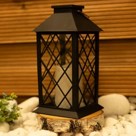 Latarenki-ogrodowe - czarna latarenka ogrodowa solarna 28cm z ciepłym światłem 3000k lirio lumsol1052 lumiled 