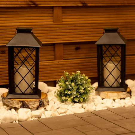 Latarenki-ogrodowe - czarna latarenka ogrodowa solarna 28cm z ciepłym światłem 3000k lirio lumsol1052 lumiled 