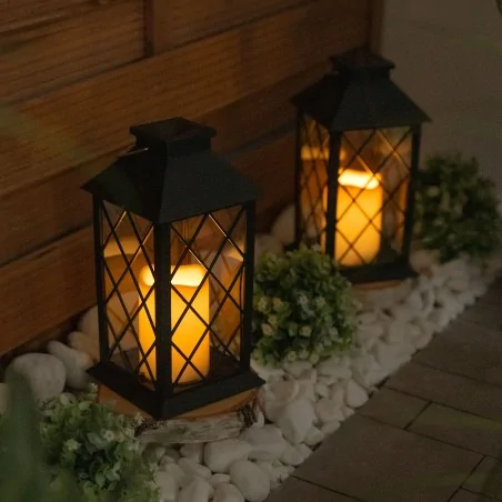 Latarenki-ogrodowe - czarna latarenka ogrodowa solarna 28cm z ciepłym światłem 3000k lirio lumsol1052 lumiled 