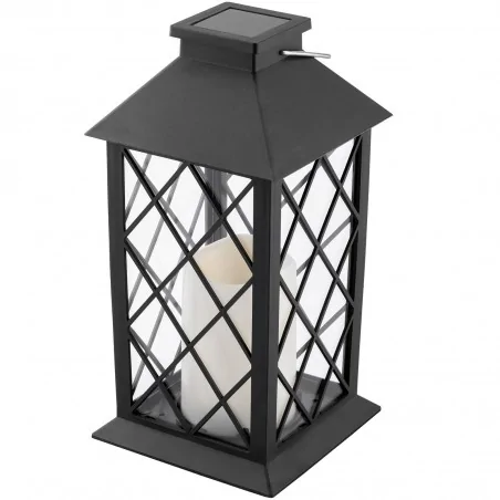 Latarenki-ogrodowe - czarna latarenka ogrodowa solarna 28cm z ciepłym światłem 3000k lirio lumsol1052 lumiled 