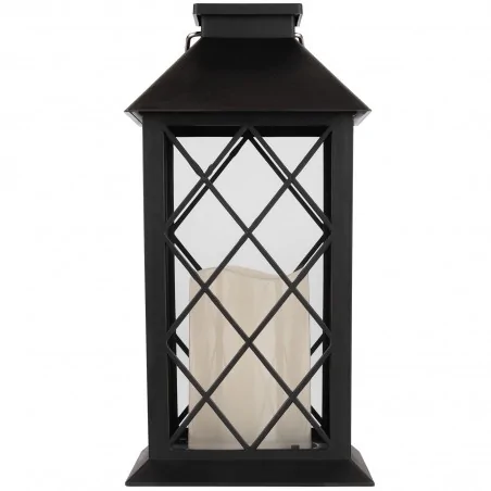 Latarenki-ogrodowe - czarna latarenka ogrodowa solarna 28cm z ciepłym światłem 3000k lirio lumsol1052 lumiled 