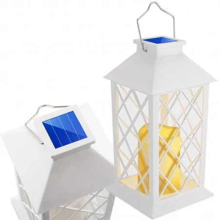 Latarenki-ogrodowe - lampion solarny na taras z ciepłym światłem biały 28cm 3000k ip44 lirio lumsol1050a lumiled 
