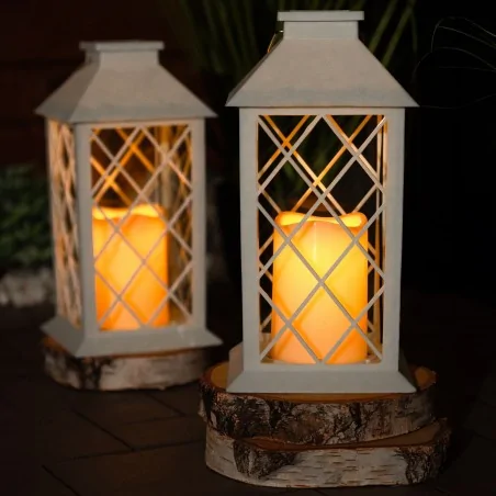 Latarenki-ogrodowe - lampion solarny na taras z ciepłym światłem biały 28cm 3000k ip44 lirio lumsol1050a lumiled 