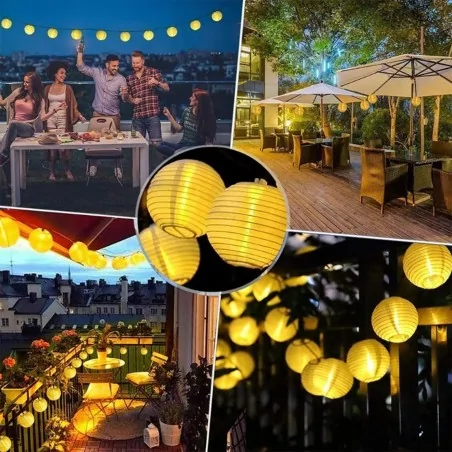 Swiecace-kule-i-girlandy - ogrodowa girlanda solarna kule lampiony z ciepłym światłem 20xled 7,59m 3000k risa lumiled 