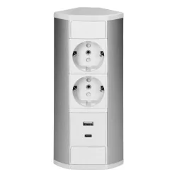 Gniazda-meblowe - or-gm-9039(gs)/w-g gniazdo meblowe podszafkowe biało-srebrne schuko 2x2p+z+usb a+c orno 