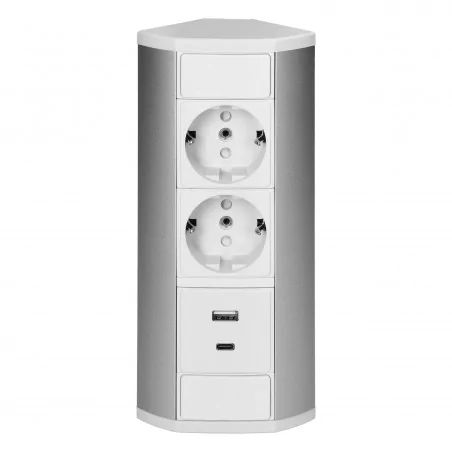 Gniazda-meblowe - or-gm-9039(gs)/w-g gniazdo meblowe podszafkowe biało-srebrne schuko 2x2p+z+usb a+c orno 