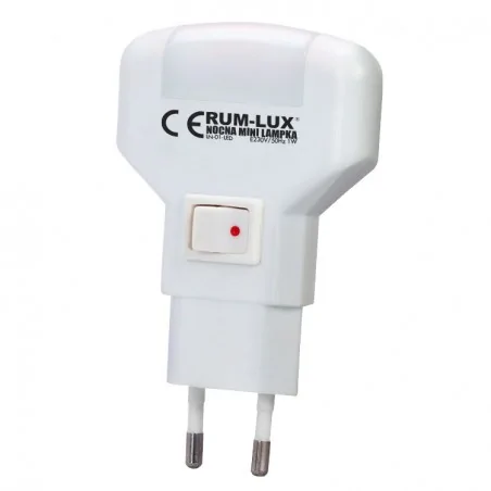 Lampki-do-kontaktu - mała lampka nocna do kontaktu led pozioma biała ciepła z włącznikiem ln-01 rum-lux 