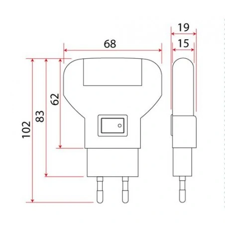 Lampki-do-kontaktu - lampka wtykowa nocna do kontaktu z włącznikiem żółte światło 1w ln-01 rum-lux 